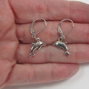 Silver DOLPHINS pierced earrings